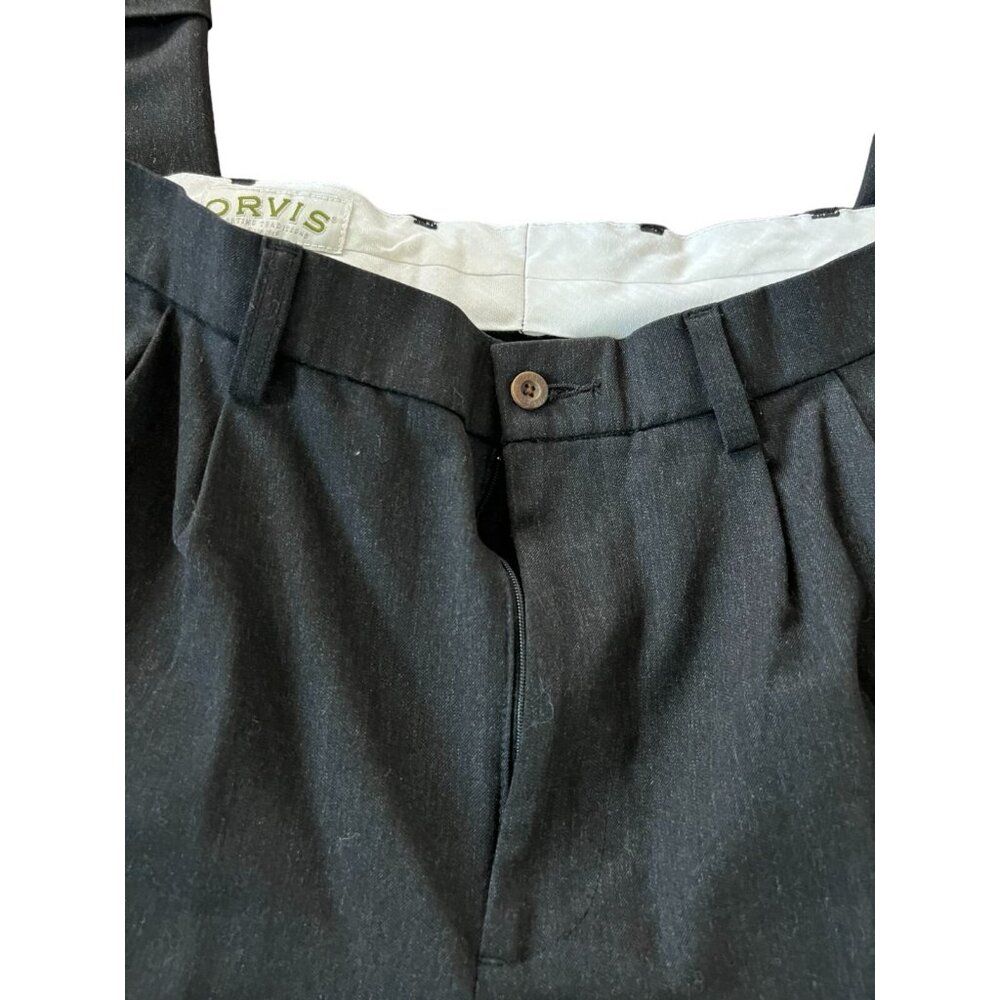 Orvis Mens Trouser Ankle Pants Black Size 36 Pleated Rolled Hem Tapered Leg - Picture 4 of 10